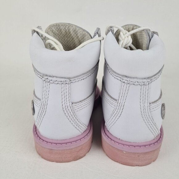 Timberland 6In Classic TODDLER Casual Boots Outdoors White Leather - Picture 7 of 9